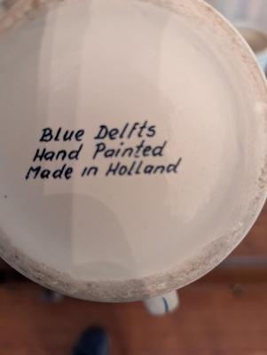 Blue Delft Hand Painted Pitcher & Mugs Charles Morgan "Capt" A Hab "Queequea"