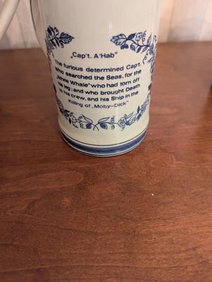 Blue Delft Hand Painted Pitcher & Mugs Charles Morgan "Capt" A Hab "Queequea"