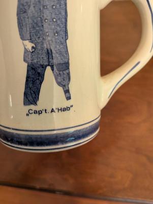 Blue Delft Hand Painted Pitcher & Mugs Charles Morgan "Capt" A Hab "Queequea"