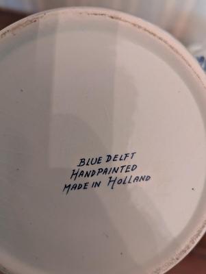 Blue Delft Hand Painted Pitcher & Mugs Charles Morgan "Capt" A Hab "Queequea"