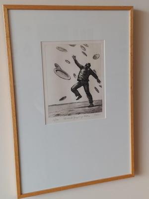 Signed/Numbered Print of “Terrorist Juggling Plates” by Robert L. Levers, Jr. (E-BBL)