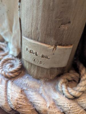 Marked Table Lamp Captain Sailor Wheel Nautical Handpainted