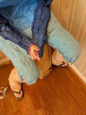 Paper Mache Young Lady Sitting On A Vintage Suitcase by Artist Nancy Hayes Winston Salem, NC