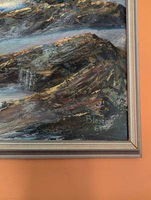 1960's Seascape Crashing Waves Painting Signed By George Bleich