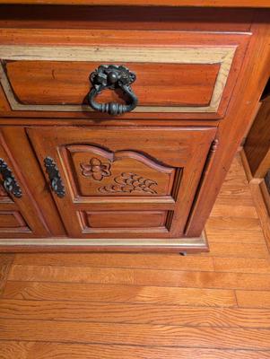 Thomasville Two-Drawer/Cabinet Drop Leaf Rolling Buffet