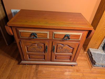 Thomasville Two-Drawer/Cabinet Drop Leaf Rolling Buffet