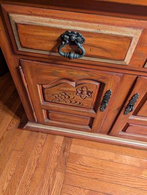 Thomasville Two-Drawer/Cabinet Drop Leaf Rolling Buffet