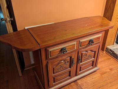 Thomasville Two-Drawer/Cabinet Drop Leaf Rolling Buffet