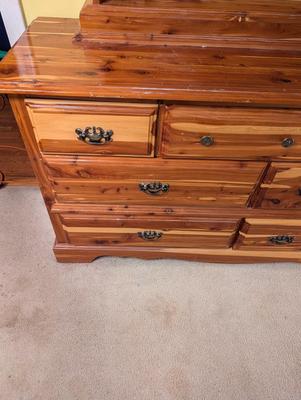 2 Piece Cedar Bedroom Dresser With Mirror