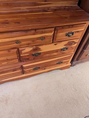 2 Piece Cedar Bedroom Dresser With Mirror