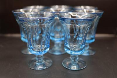 FOSTORIA Jamestown 6" Blue Glasses - Set of (8)