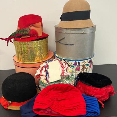 LOT 85: Vintage Hats, Hat Boxes and Hankies