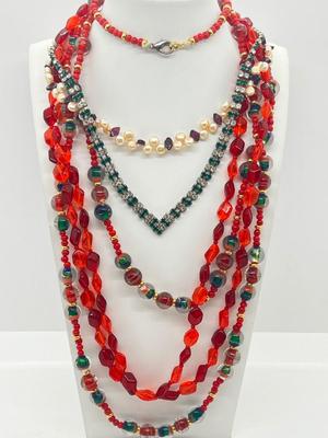 LOT 179J: Glass Bead Necklace Lot