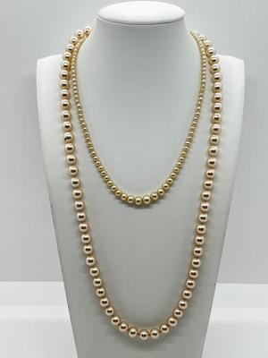 LOT 199J: Vintage 24" Strand Richelieu Pearls in Original Case and 17" Strand Faux Pearls in Vintage Gimbals Box