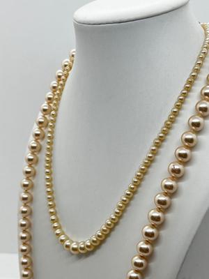 LOT 199J: Vintage 24" Strand Richelieu Pearls in Original Case and 17" Strand Faux Pearls in Vintage Gimbals Box