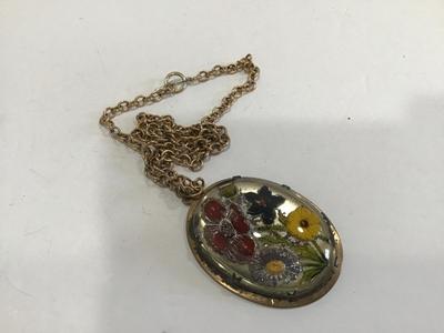Antique Glass Pendant with chain