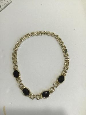 Black Enamel Gold tone necklace
