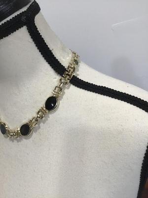Black Enamel Gold tone necklace