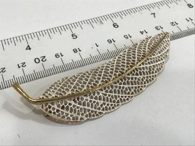 Whitewash Gold Tone Large Vintage Brooch
