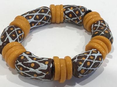Ethnic clay And Glass Bead Bracelet