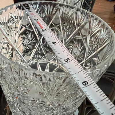 Decorative Lot - Crystal Bowls, Plant Stand, Vase, Faux Trees