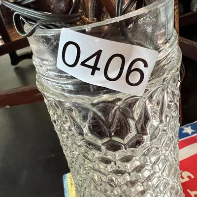 Decorative Lot - Crystal Bowls, Plant Stand, Vase, Faux Trees