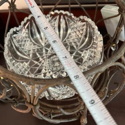 Decorative Lot - Crystal Bowls, Plant Stand, Vase, Faux Trees