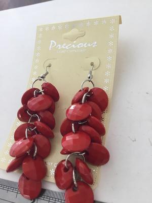Precious lead complaint red dangle earrings