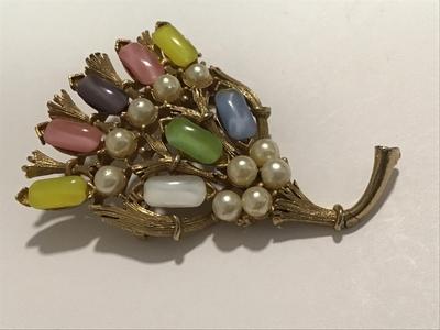Unique Vintage Multi Color Bouquet Brooch