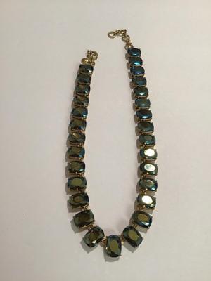 JCCrew Rhinestone Necklace Peacock Blue
