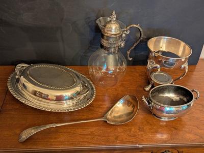 Art Nouveau Silver Plated Jug With Warmer Reed & Barton Silver Soldered Gravy Boat Lot 3
