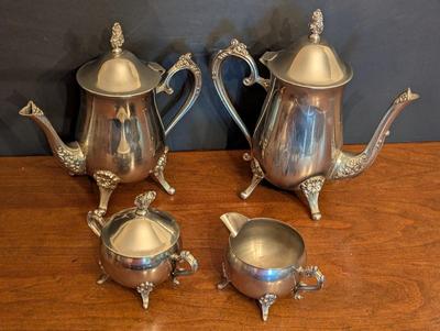 Antique Silver Plated Teapots Creamer & Sugar Servers (DR)