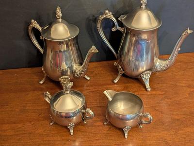 Antique Silver Plated Teapots Creamer & Sugar Servers (DR)