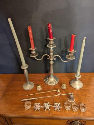 Provincetown Pewterlite F. B. Rogers & German Wieling 95% Zinn Candle Holders & Unmarked Napkin Holders