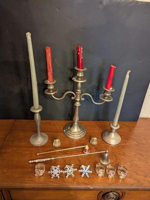 Provincetown Pewterlite F. B. Rogers & German Wieling 95% Zinn Candle Holders & Unmarked Napkin Holders