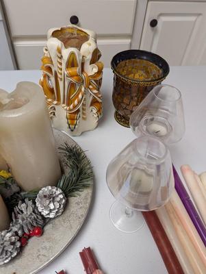 Variety Of Candles & Candle Holders