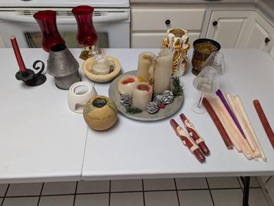 Variety Of Candles & Candle Holders