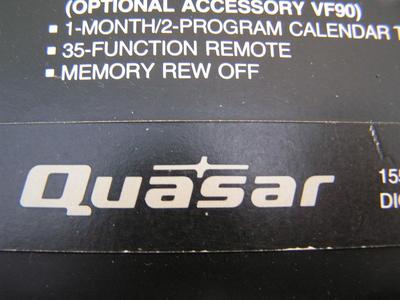Classic Quasar VCR. W/remote & manuals. NOT tested.