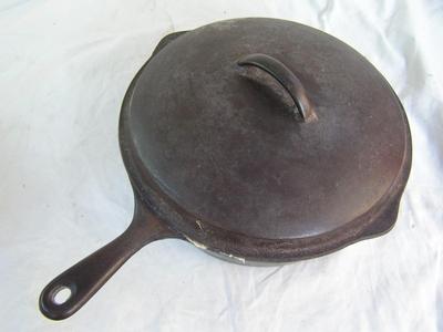 Vintage cast iron deep covered skillet OR maybe Dutch oven?