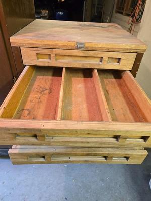 Vintage Custom Wood Tool & Hardware Cabinet on Heavy duty steel Casters – Drawer Organizer & Storage Unit