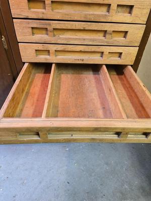Vintage Custom Wood Tool & Hardware Cabinet on Heavy duty steel Casters – Drawer Organizer & Storage Unit