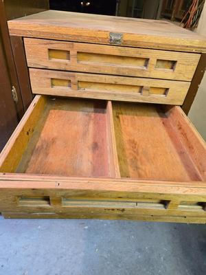 Vintage Custom Wood Tool & Hardware Cabinet on Heavy duty steel Casters – Drawer Organizer & Storage Unit