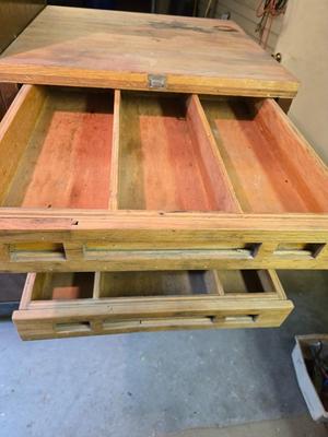 Vintage Custom Wood Tool & Hardware Cabinet on Heavy duty steel Casters – Drawer Organizer & Storage Unit