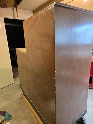 Vintage Custom Wood Tool & Hardware Cabinet on Heavy duty steel Casters – Drawer Organizer & Storage Unit
