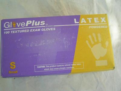 NEW unopened box of latex exam gloves.