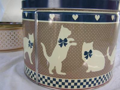 3 LARGE tins, 1 tray, 1 round can, 1 oval can