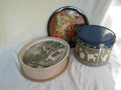 3 LARGE tins, 1 tray, 1 round can, 1 oval can