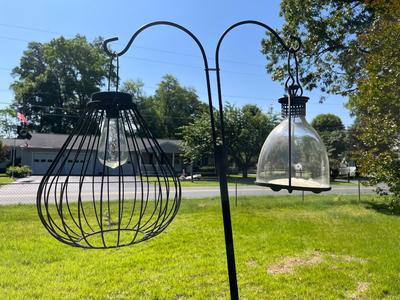 Yard Accessories Lot - Bird Feeders, Lanterns, Garden Trellis