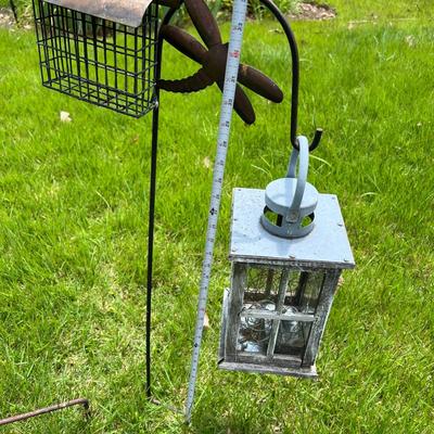 Yard Accessories Lot - Bird Feeders, Lanterns, Garden Trellis