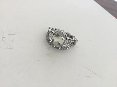 Silver tone costume adjustable ring